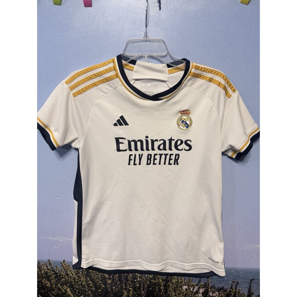 Adidas Soccer Jersey MFC Real Madrid Football Club Youth Sz M White EUC